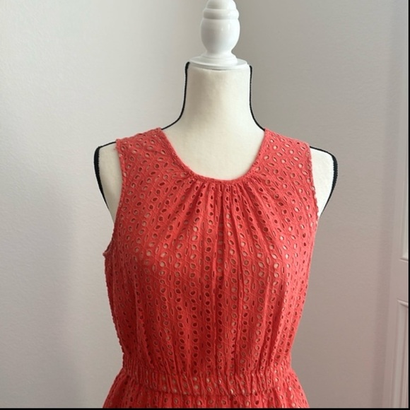 PETER SOM | Midi Eyelet Dress | Coral | Size 8 - Picture 6 of 14